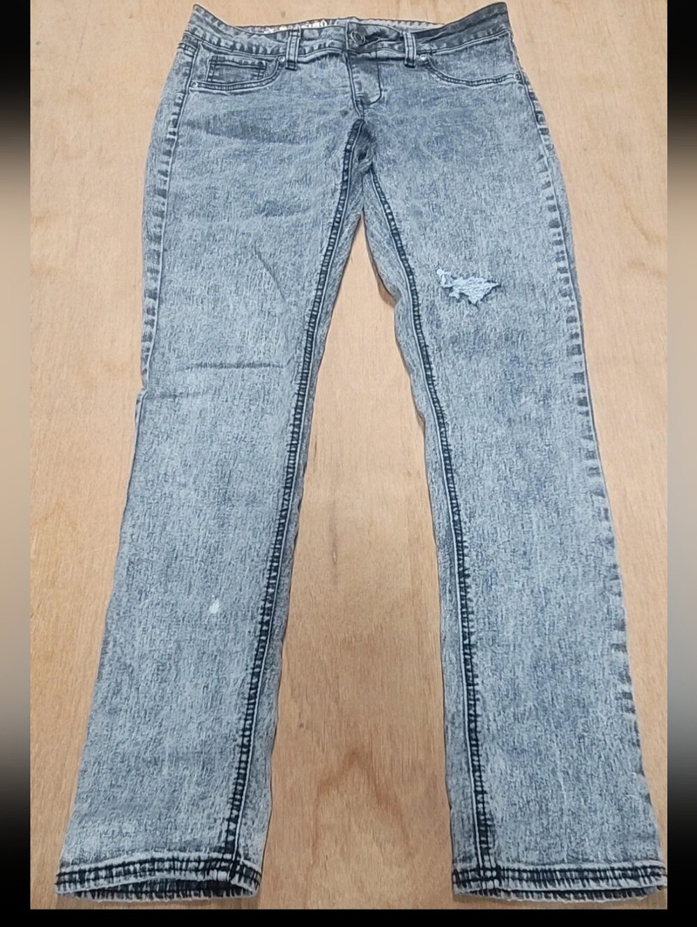 Mossimo Supply Co. Light Blue Straight Leg Jeans with Distress